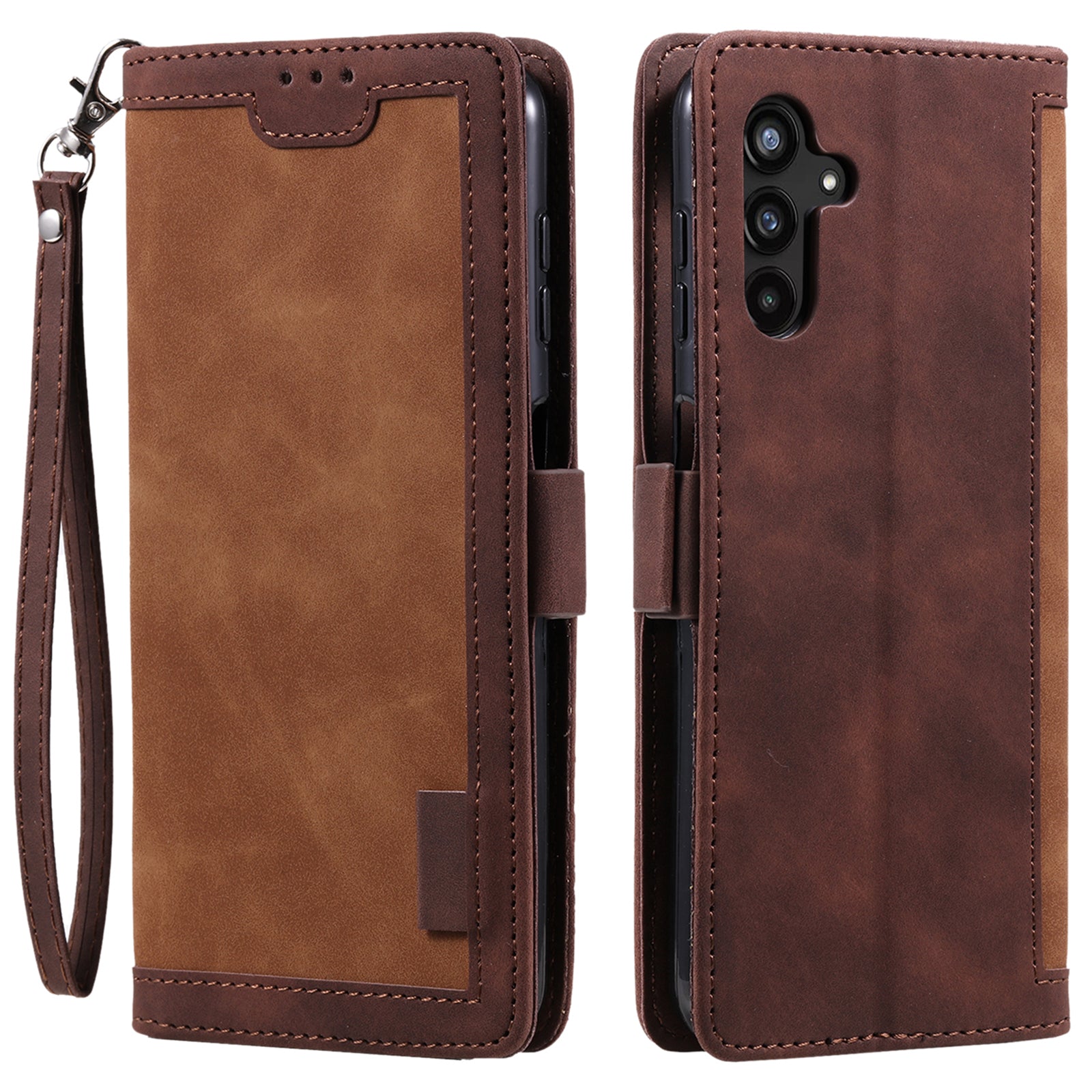 For Samsung Galaxy A34 5G Retro Color Splicing PU Leather Phone Case Flip Stand Wallet Cover with Strap For Samsung Galaxy A34 5G Retro Color Splicing PU Leather Phone Case Flip Stand Wallet Cover with Strap